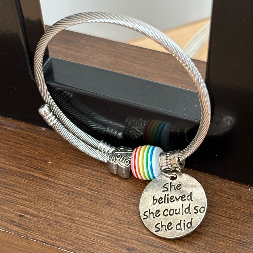 She Believed she could so she did bracelet/ silver tone/ wrap around